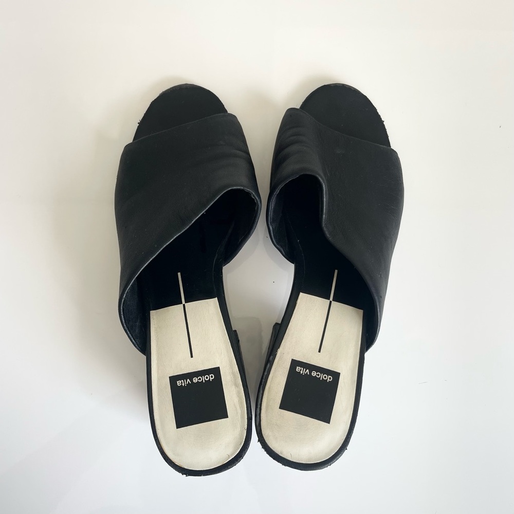 Dolce Vita Black Mid-Heel Mules